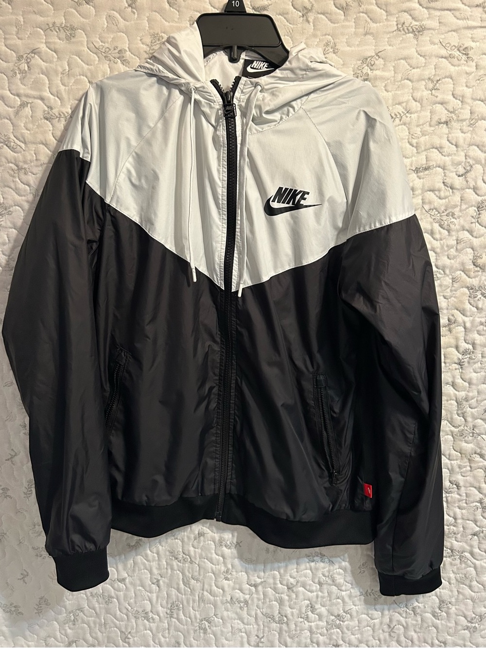Unisex Nike White Windbreaker with Black Trim